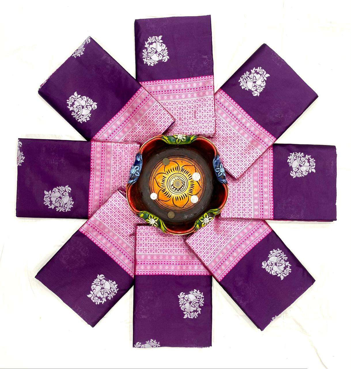 Enchanting Purple Soft Silk Saree With Ethnic Blouse Piece