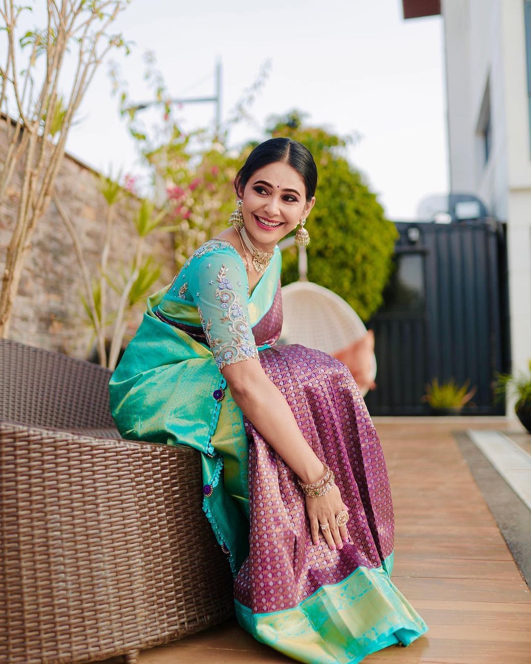 Adorned Purple Banarasi Silk Saree With Rhythmic Blouse Piece