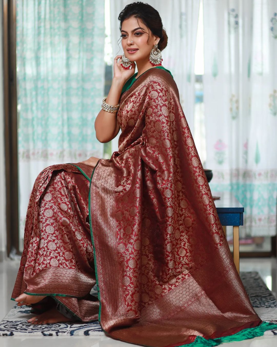 Unique Maroon Soft Silk Saree With Timeless Blouse Piece