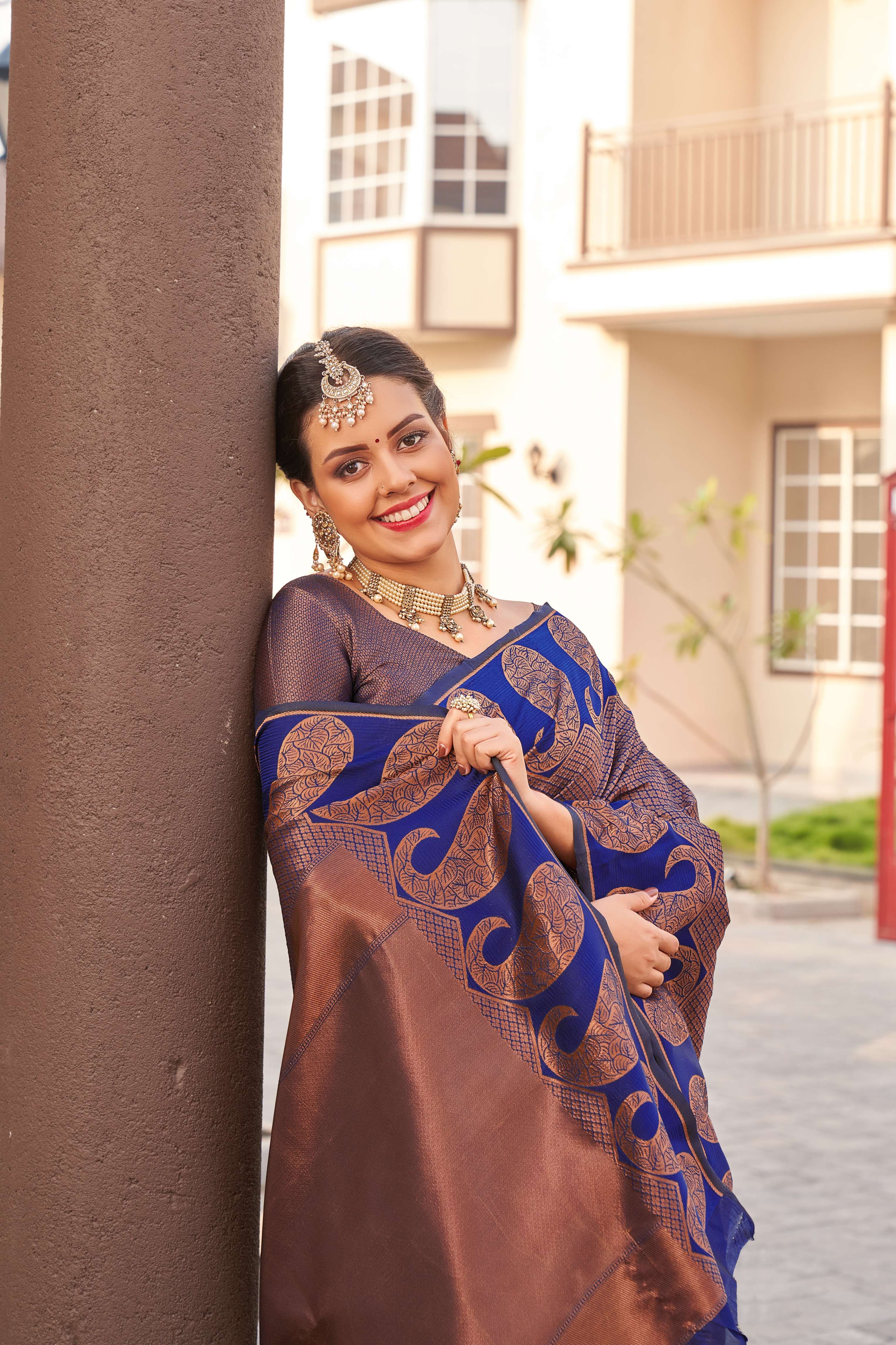 Prominent Brown Soft Silk Saree With Tremendous Blouse Piece