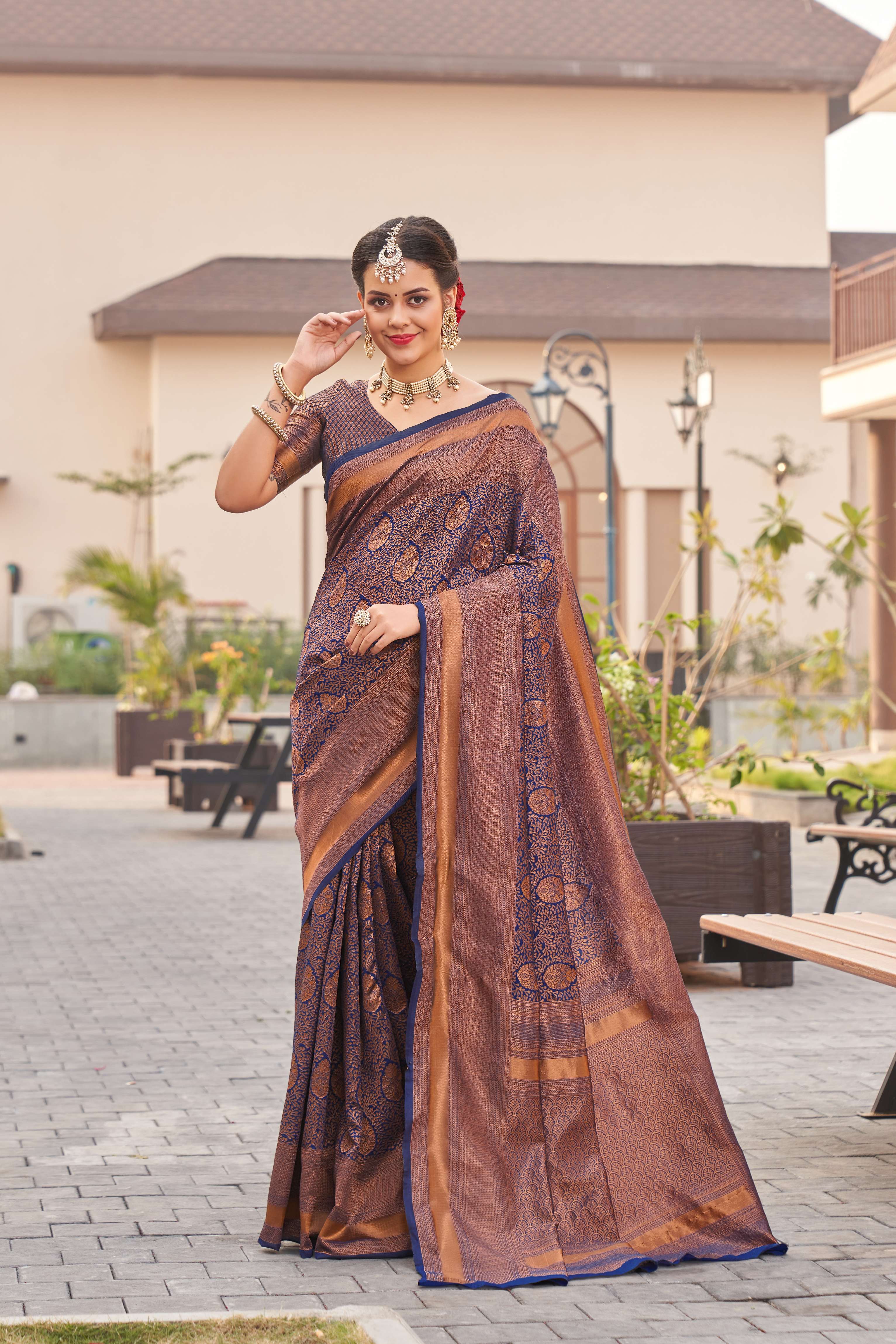 Forbearance Brown Soft Silk Saree With Gleeful Blouse Piece