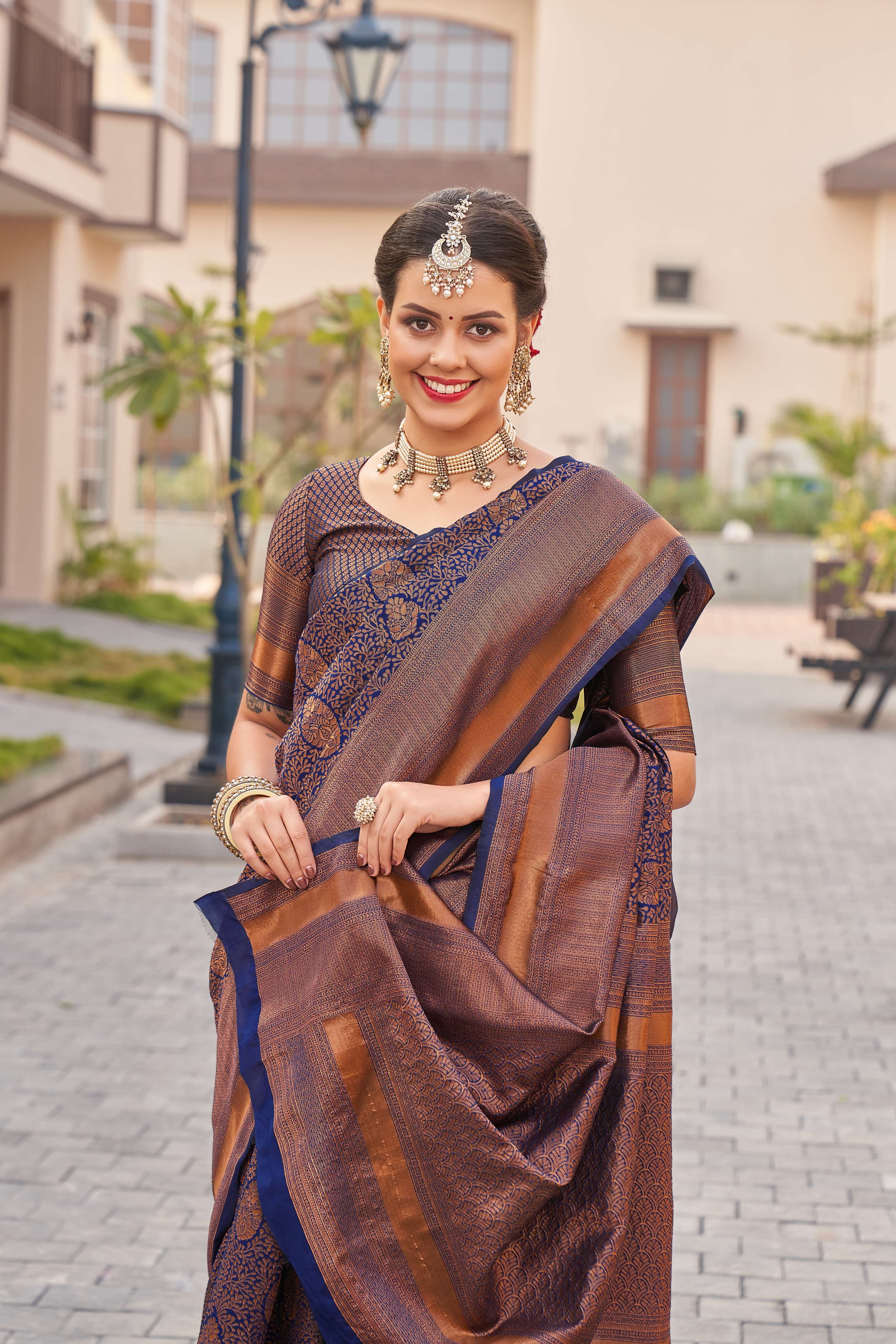 Forbearance Brown Soft Silk Saree With Gleeful Blouse Piece