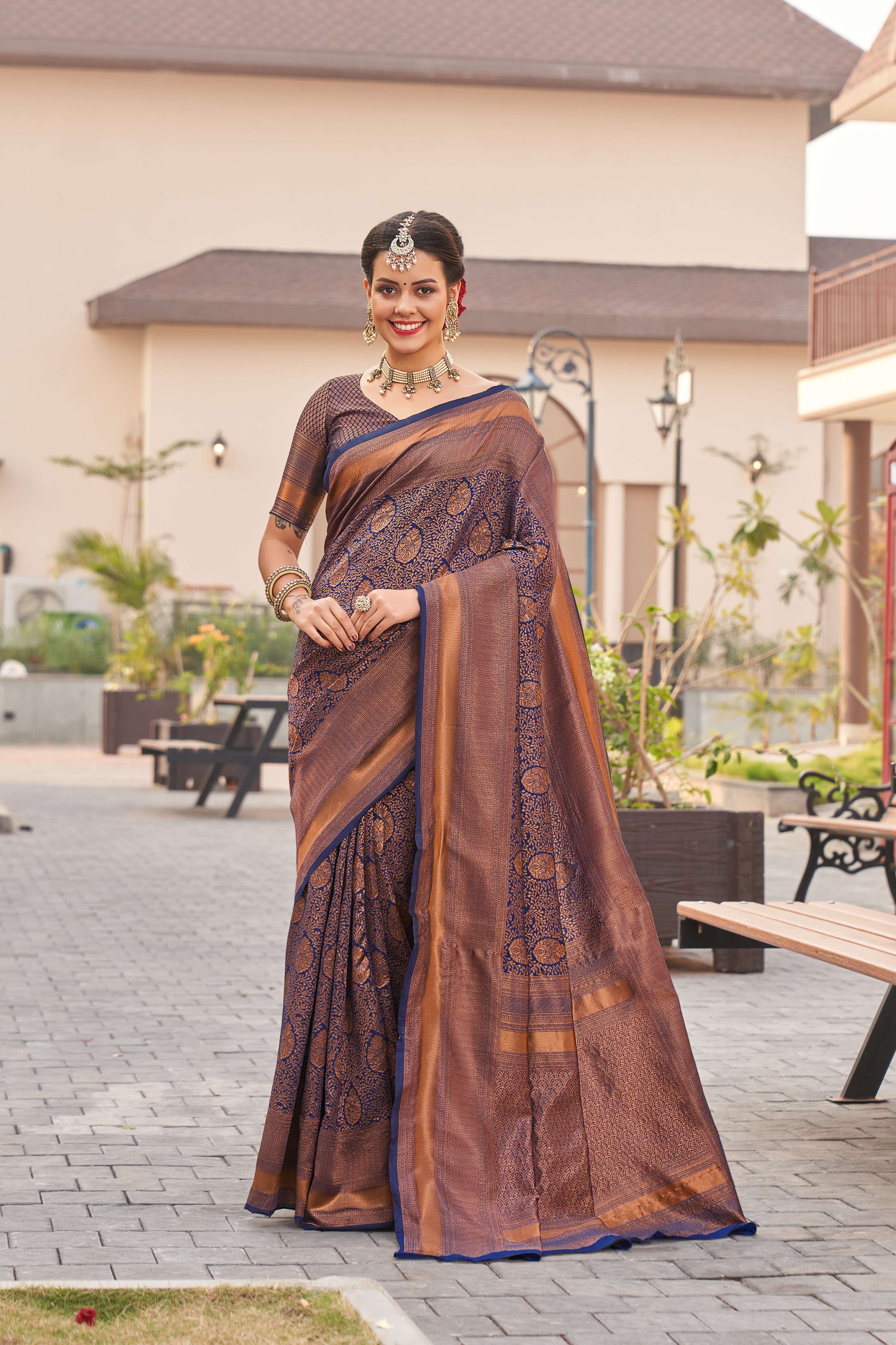 Forbearance Brown Soft Silk Saree With Gleeful Blouse Piece
