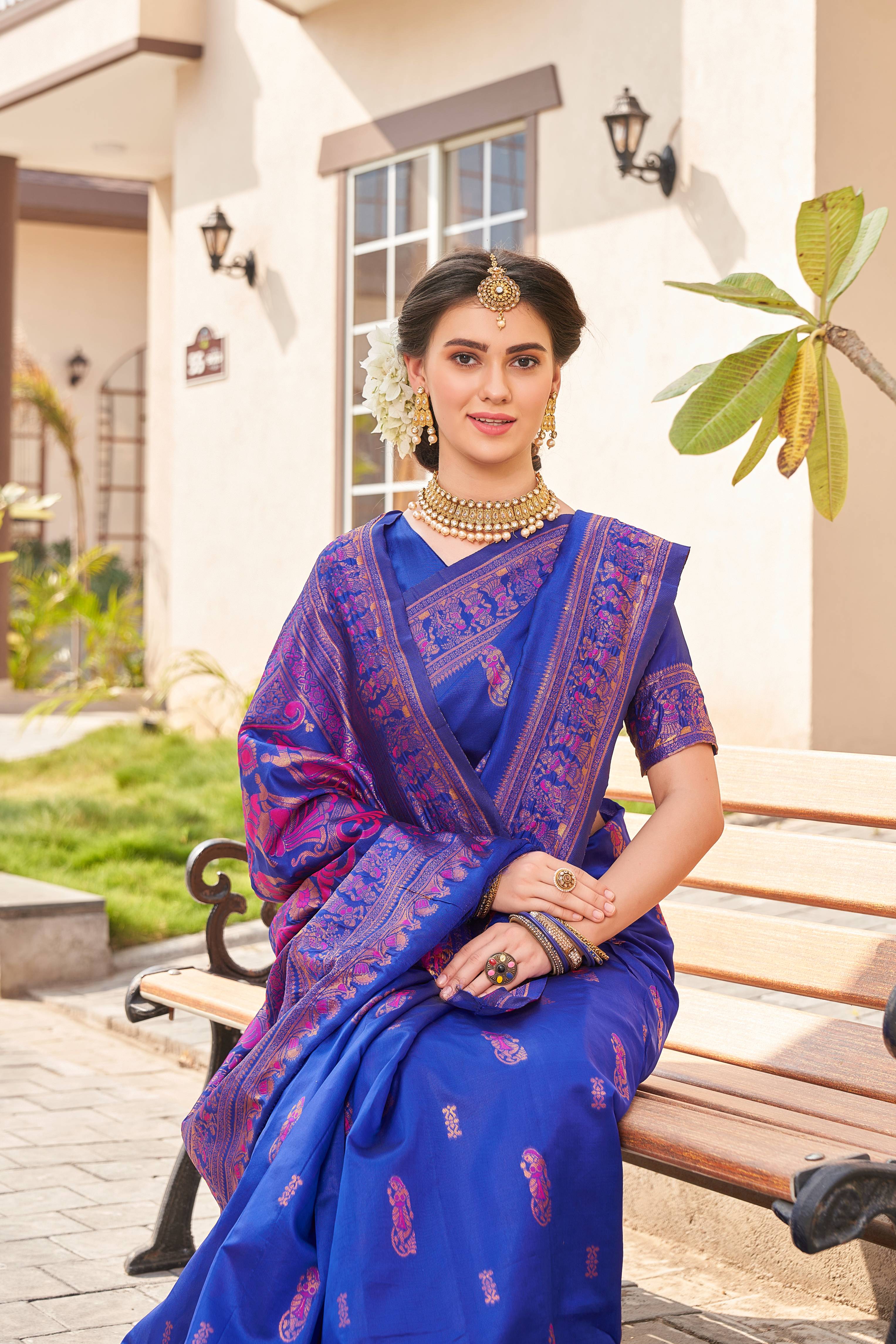 Energetic Blue Soft Silk Saree With Chatoyant Blouse Piece