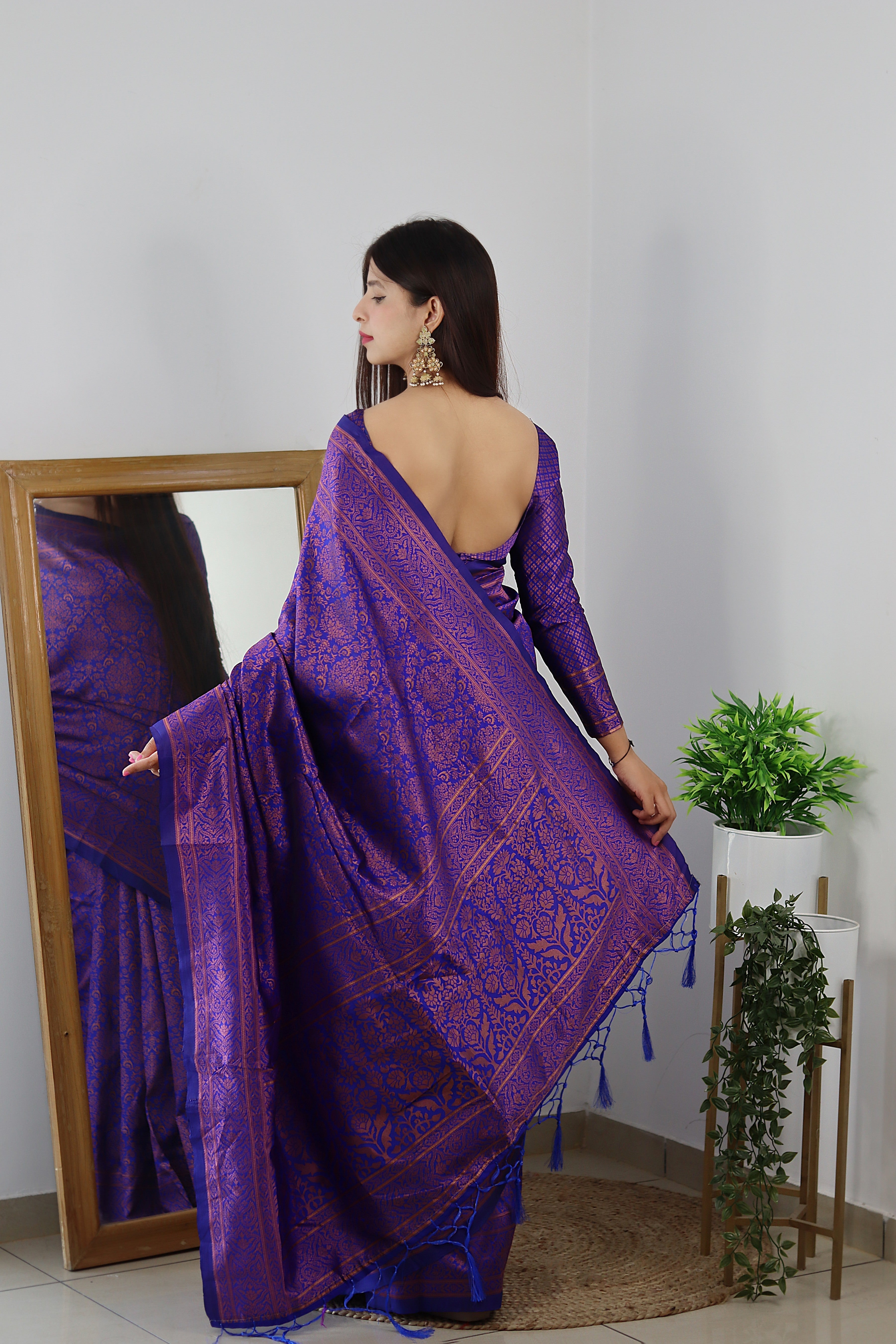 Fairytale Royal Blue Soft Silk Saree With Exuberant Blouse Piece