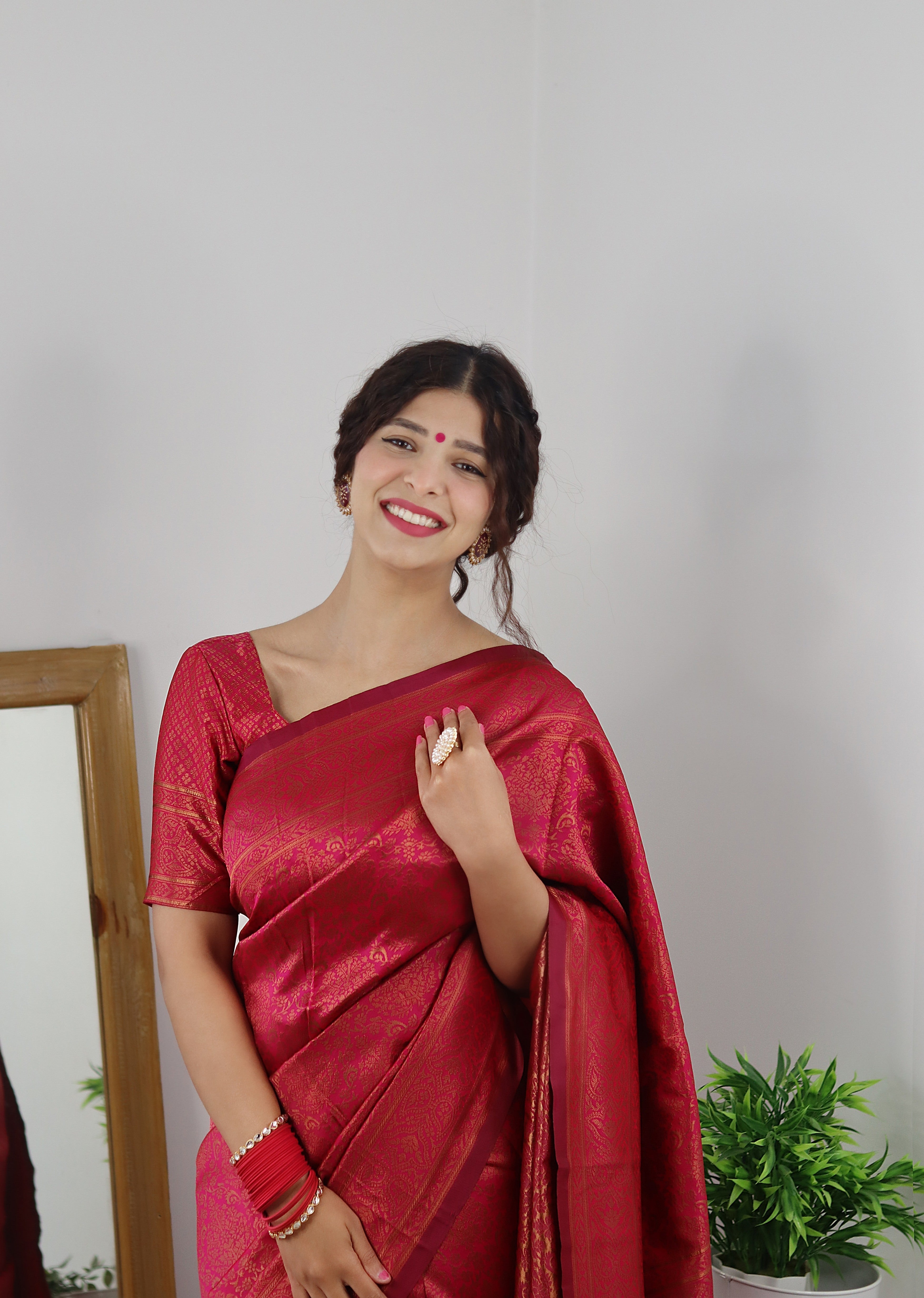Epiphany Dark Pink Soft Silk Saree With Panoply Blouse Piece