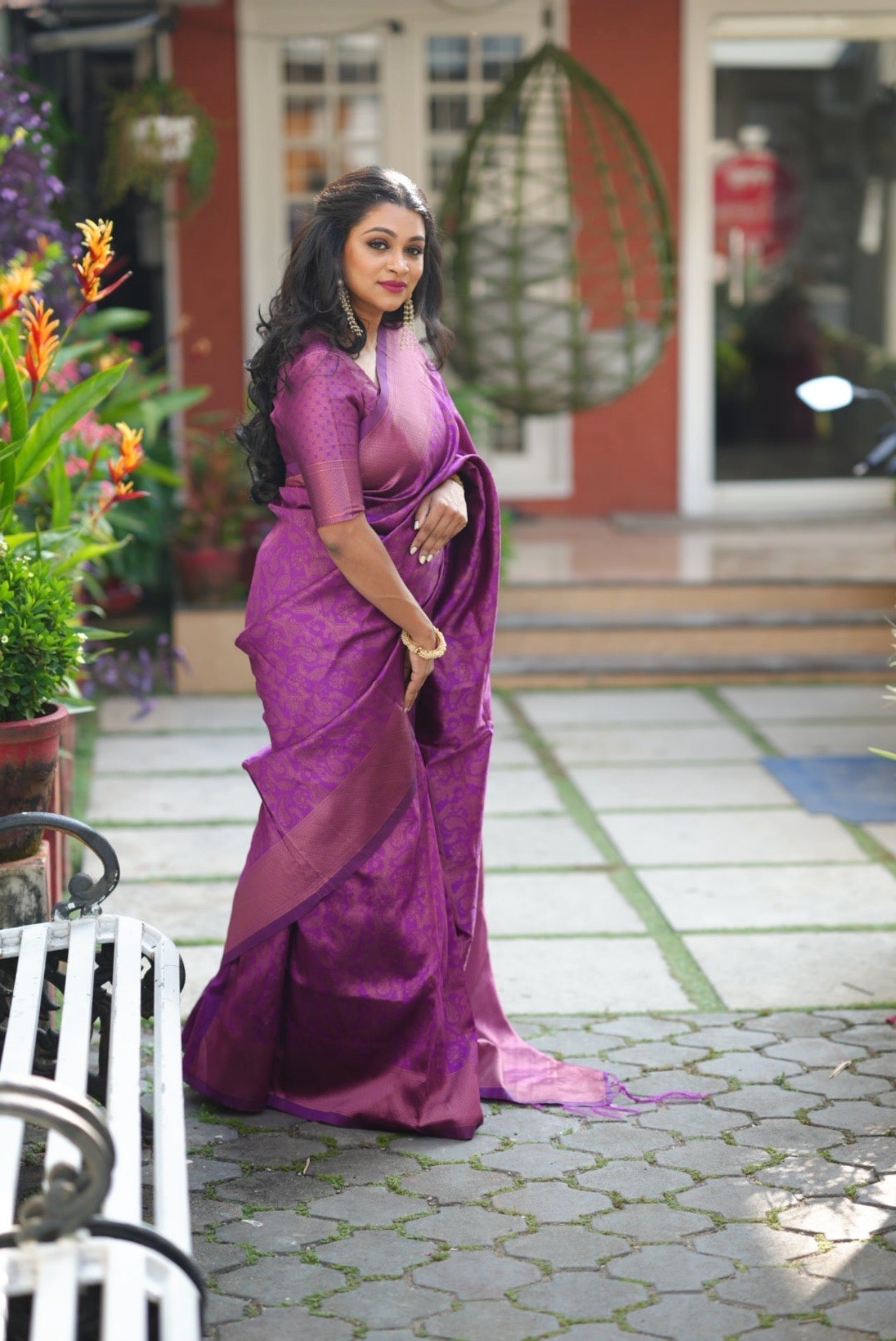 Intricate Purple Soft Silk Saree With Phenomenal Blouse Piece