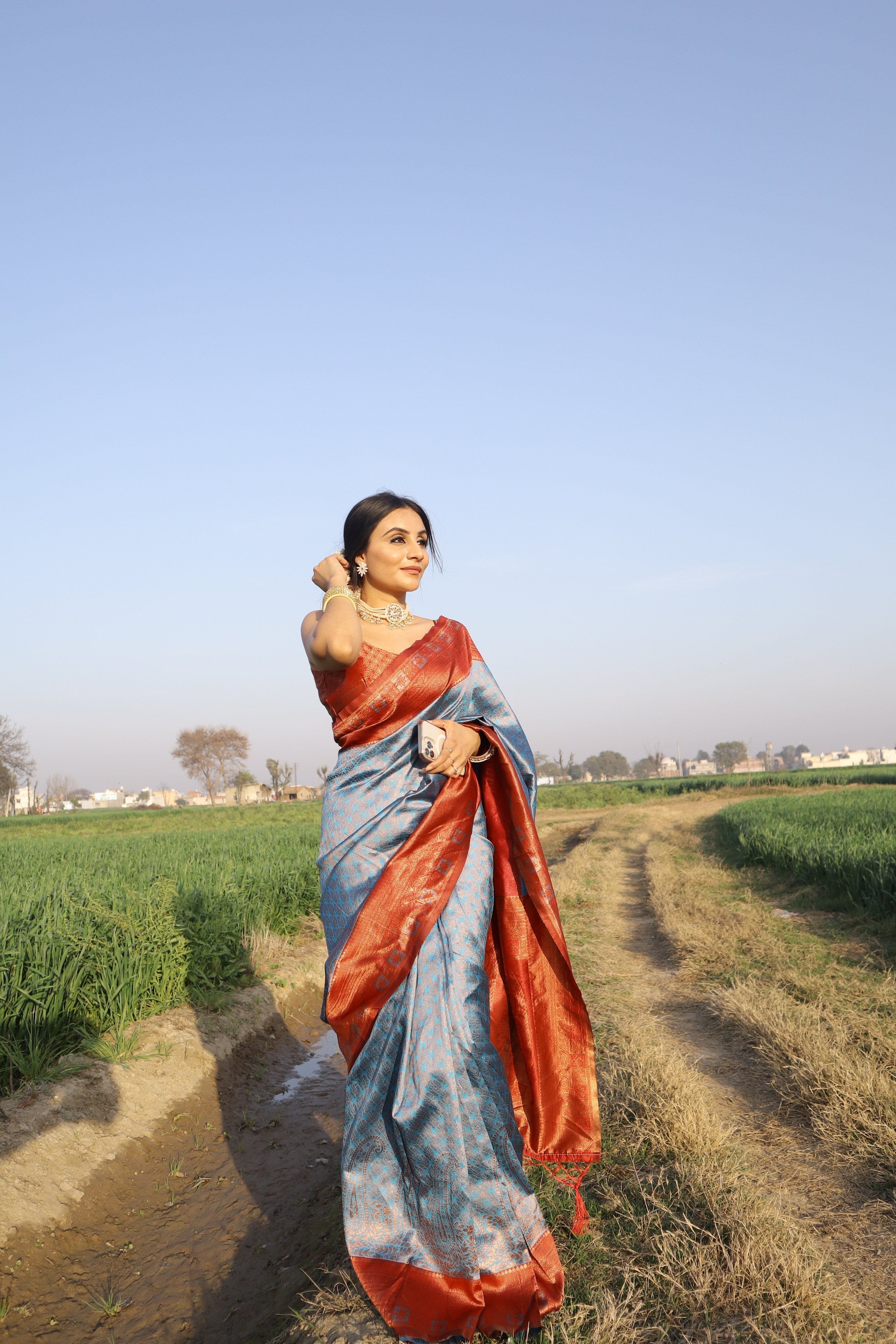 Refreshing Grey Soft Silk Saree With Invaluable Blouse Piece