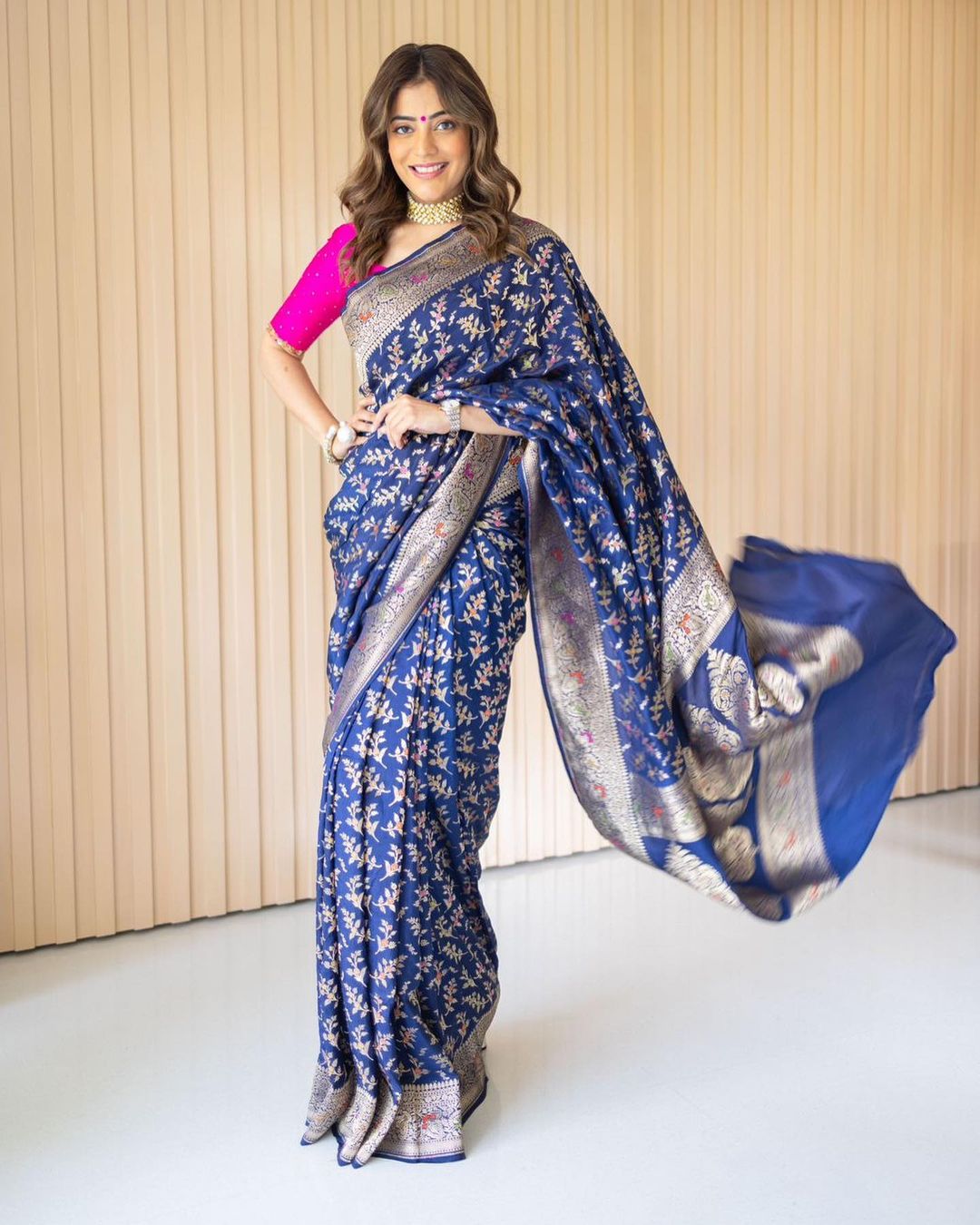 Propinquity Blue Soft Silk Saree With Woebegone Blouse Piece