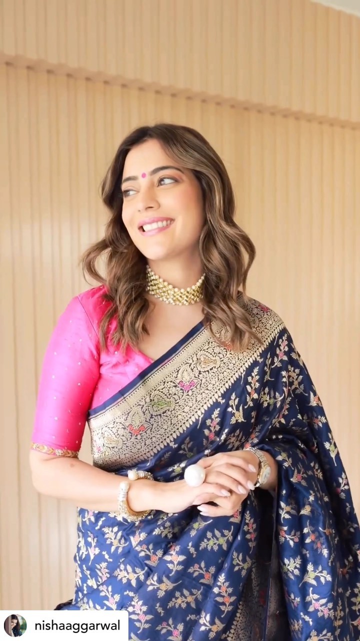 Propinquity Blue Soft Silk Saree With Woebegone Blouse Piece