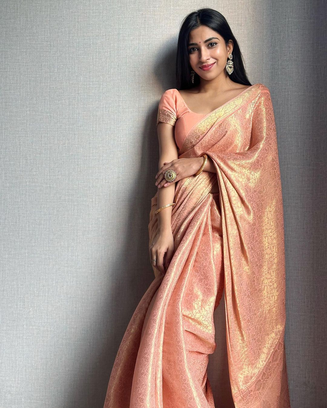 Capricious Peach Soft Silk Saree With Gorgeous Blouse Piece