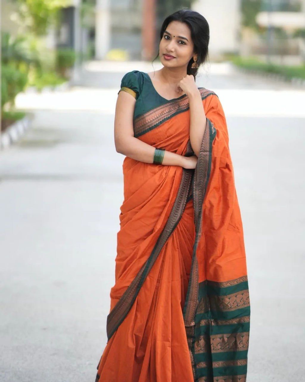 Ravishing Orange Banarasi Silk Saree With Beautiful Blouse Piece