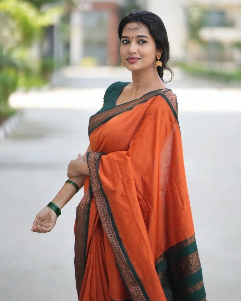 Ravishing Orange Banarasi Silk Saree With Beautiful Blouse Piece