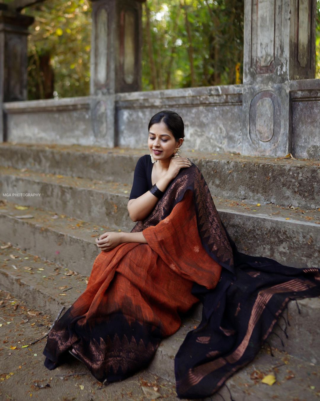 Scintilla Orange Organza Silk Saree With Fancifull Blouse Piece