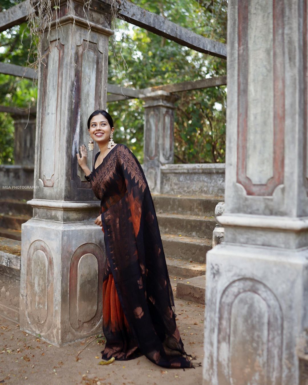 Scintilla Orange Organza Silk Saree With Fancifull Blouse Piece