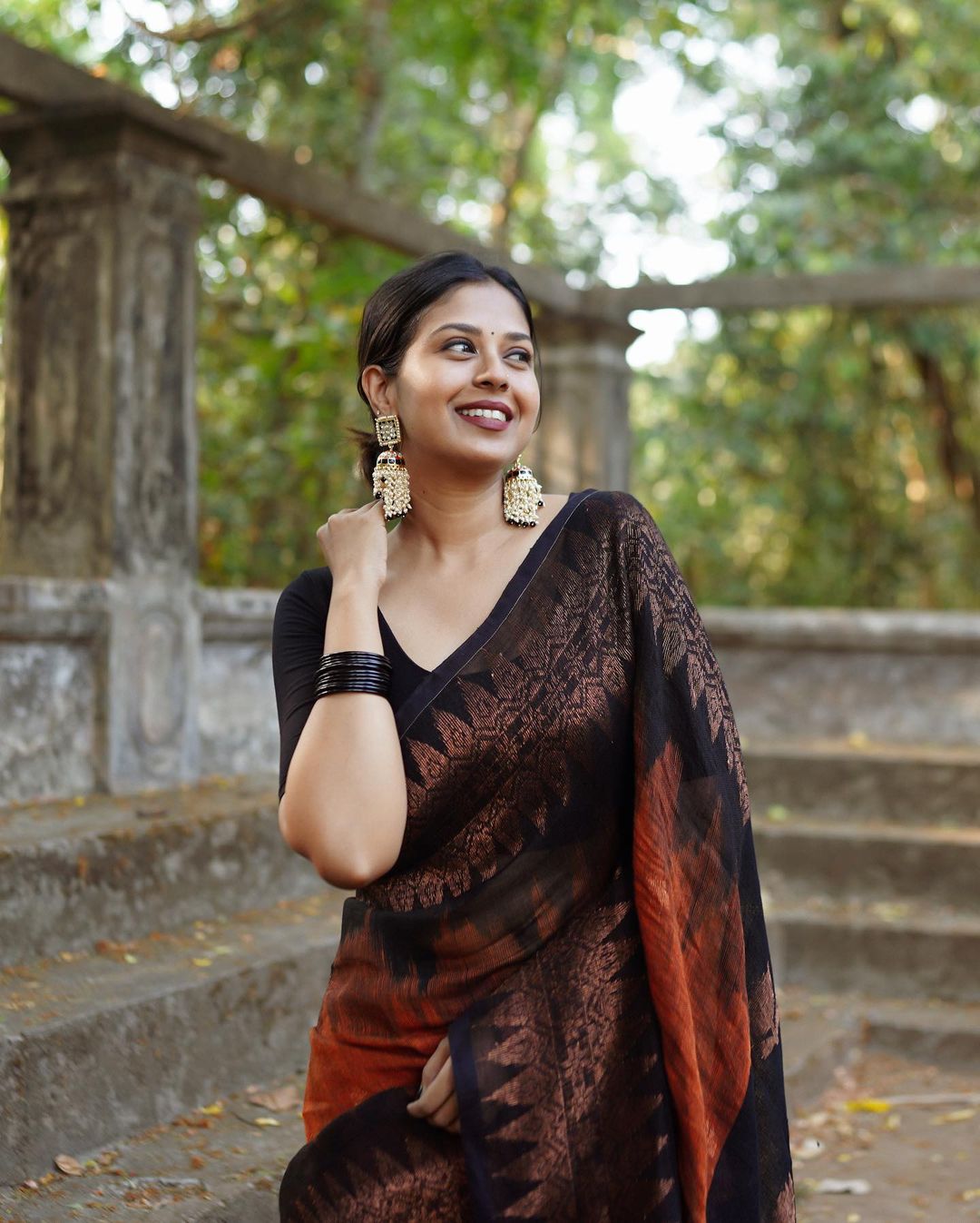 Scintilla Orange Organza Silk Saree With Fancifull Blouse Piece