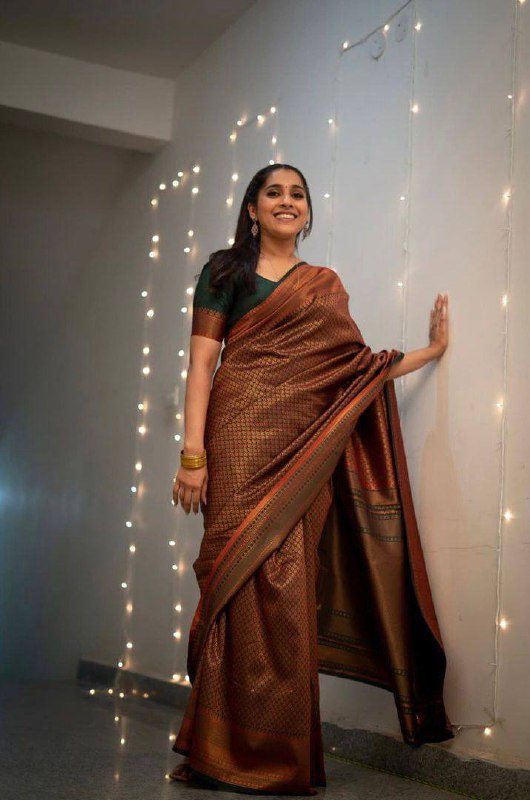 Fantabulous Brown Soft Silk Saree With Lissome Blouse Piece