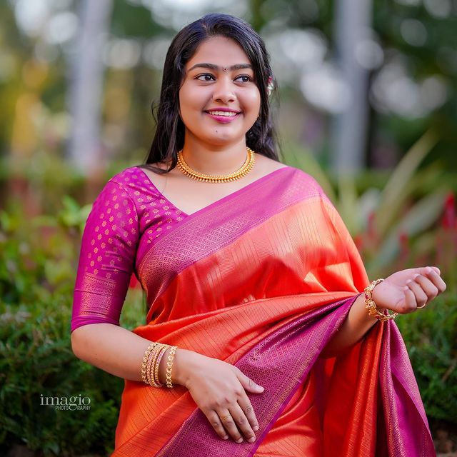 Charming Orange Soft Silk Saree With Luxuriant Blouse Piece