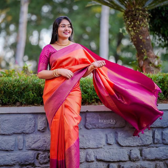 Charming Orange Soft Silk Saree With Luxuriant Blouse Piece