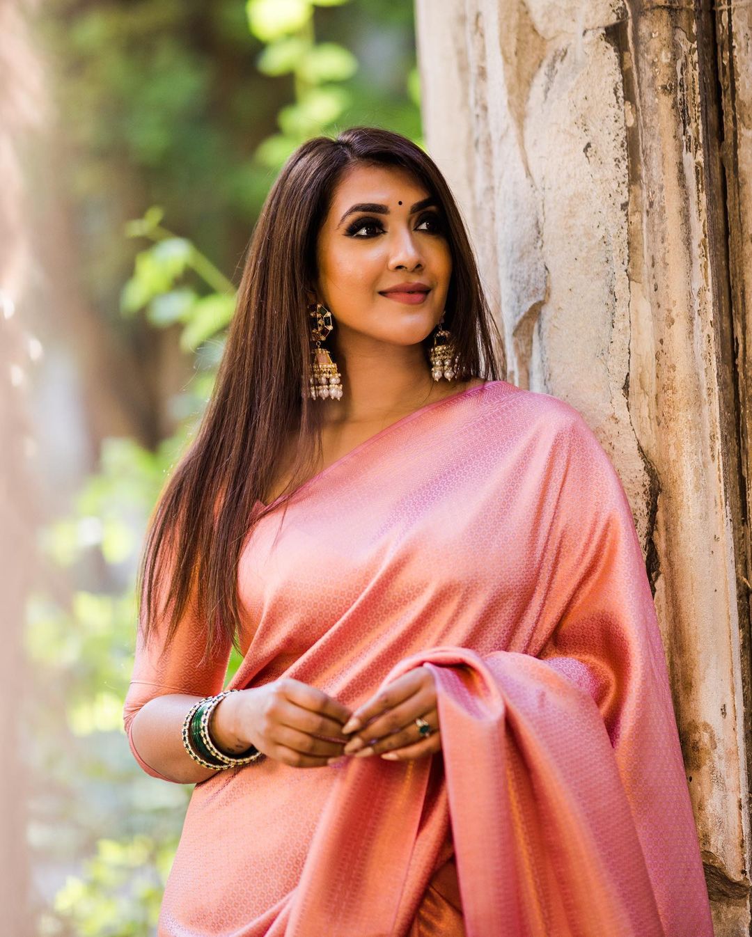 Dissemble Peach Soft Silk Saree With Epiphany Blouse Piece