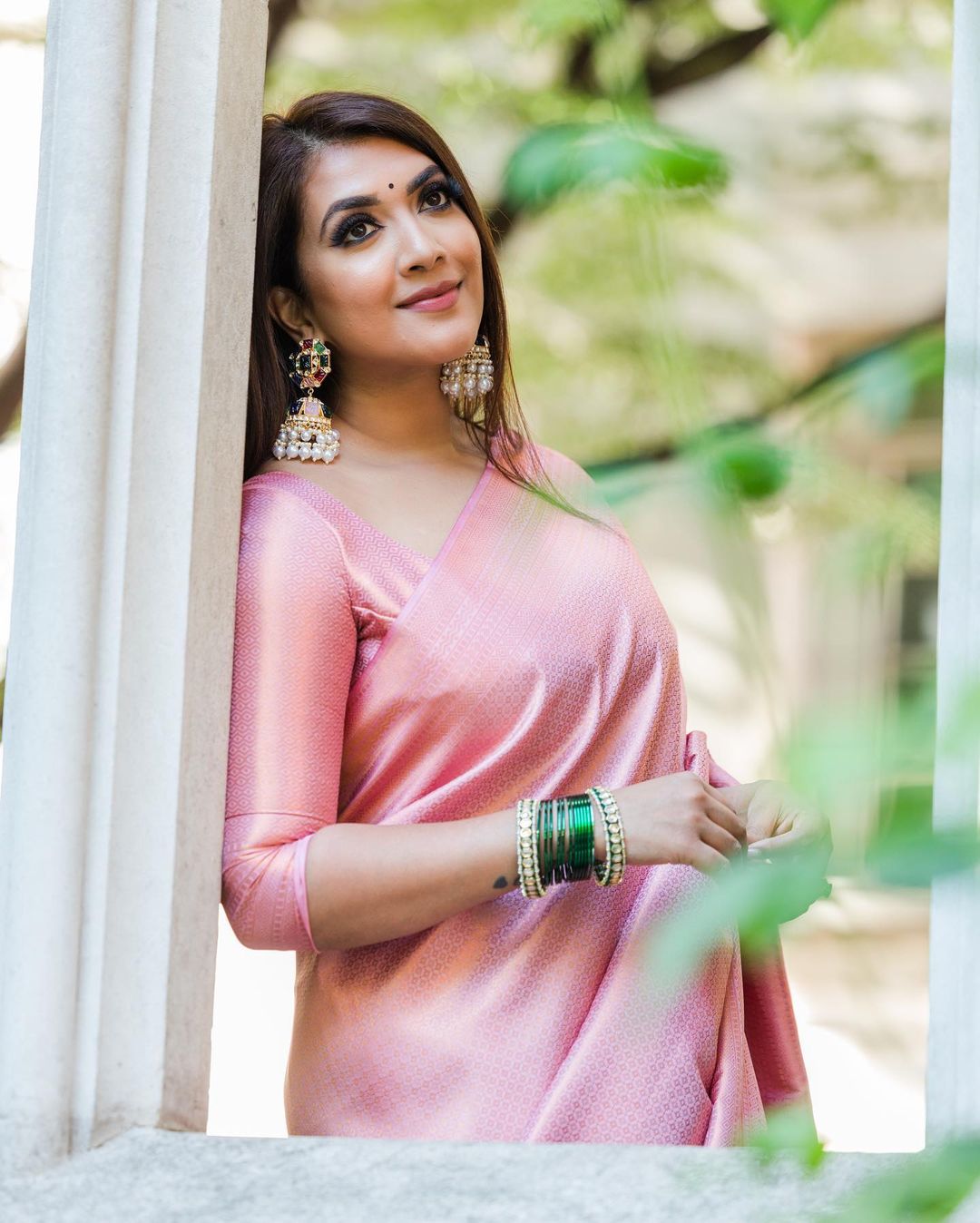 Dissemble Peach Soft Silk Saree With Epiphany Blouse Piece
