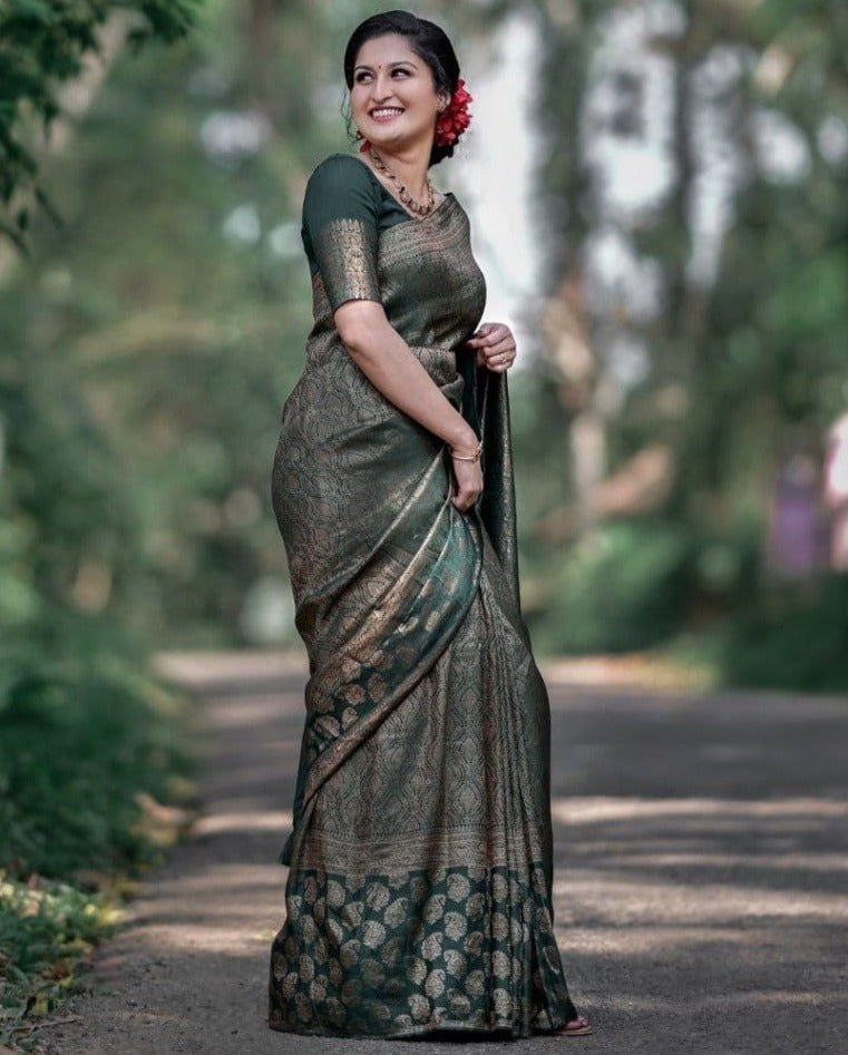 Green Soft Silk Saree with Jacquard Pallu