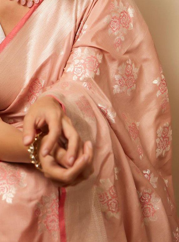 Cultured Beige Banarasi Silk Saree With Unstinting Blouse Piece