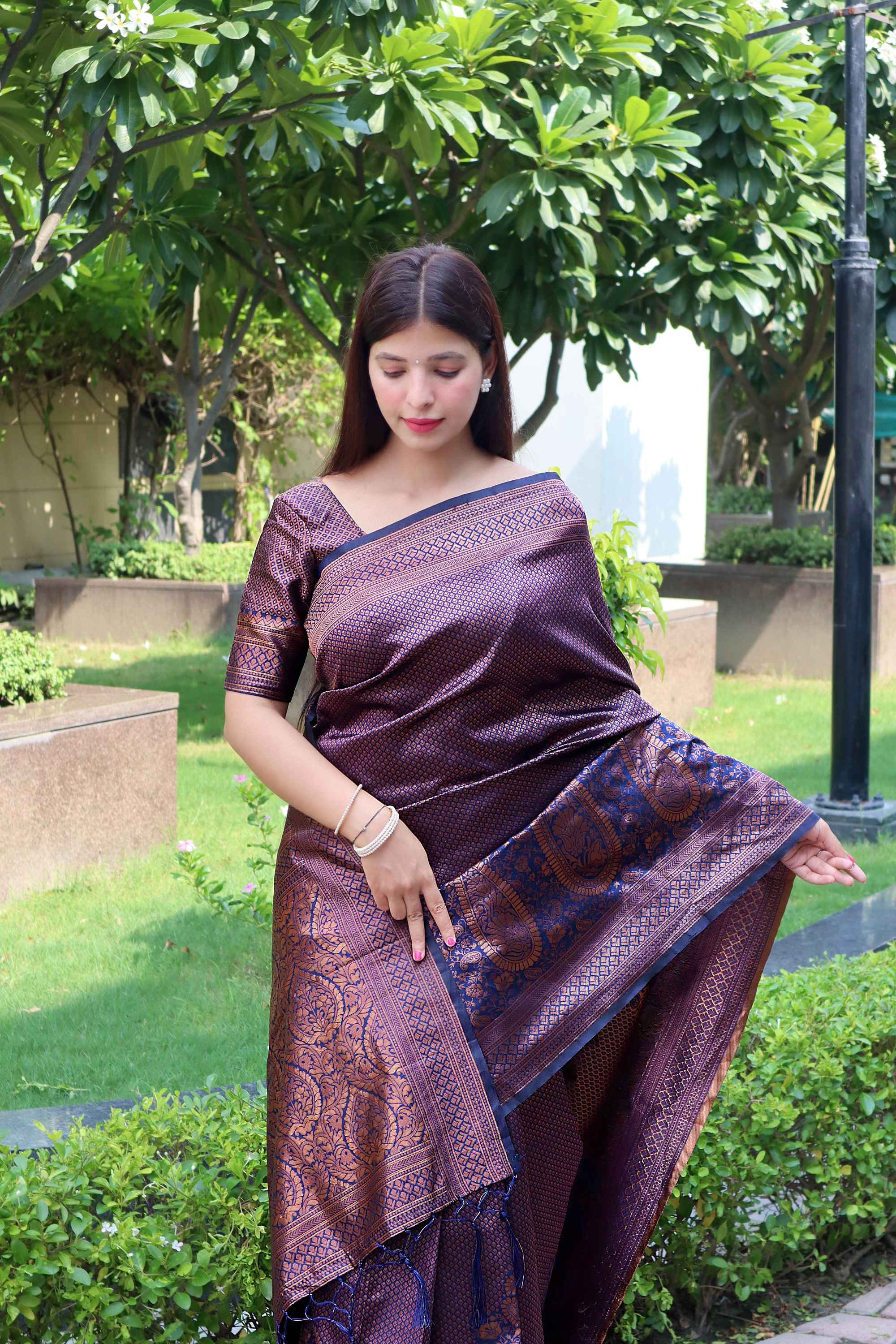 Dazzling Blue Soft Silk Saree With Miraculous Blouse Piece