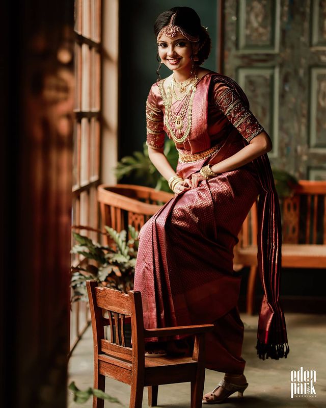 Lassitude Wine Soft Silk Saree With Nemesis Blouse Piece