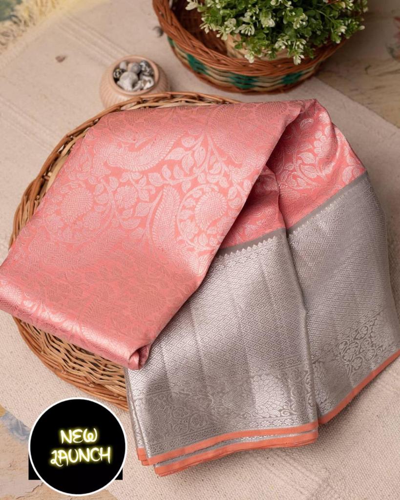 Gorgeous Pink Soft Silk Saree With Unequalled Blouse Piece