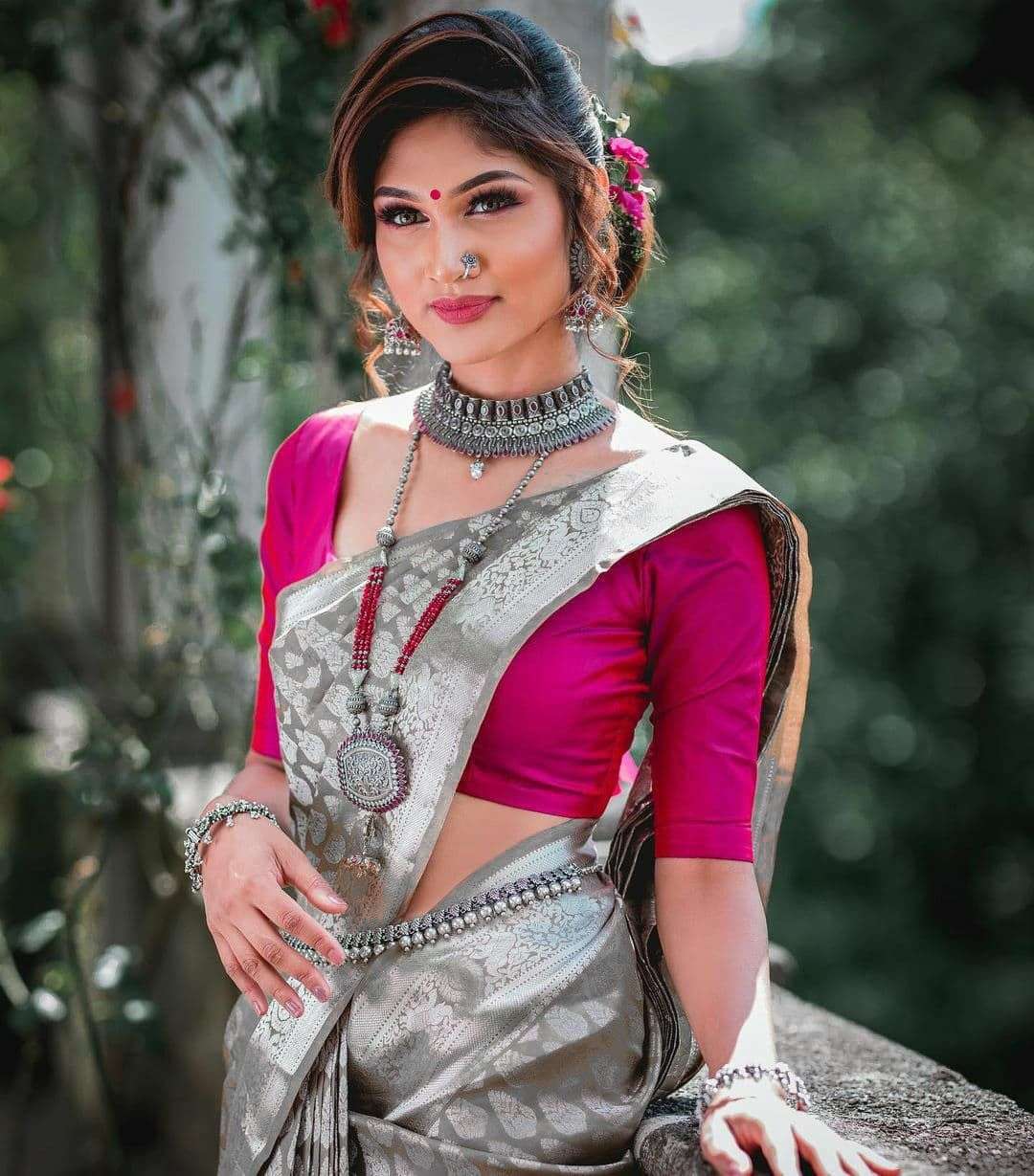 Delightful Grey Soft Silk Saree With Groovy Blouse Piece