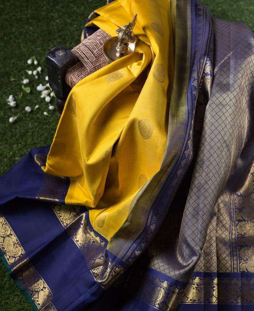Charismatic Yellow Banarasi Silk Saree With Splendorous Blouse Piece