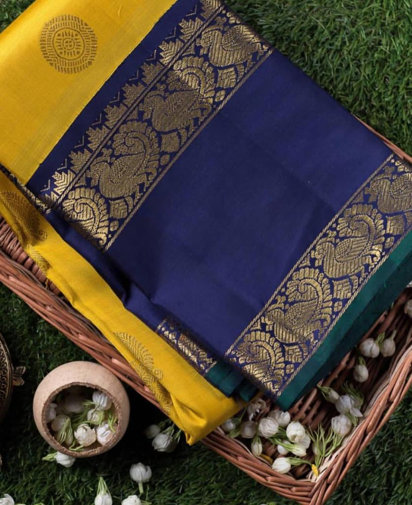 Charismatic Yellow Banarasi Silk Saree With Splendorous Blouse Piece