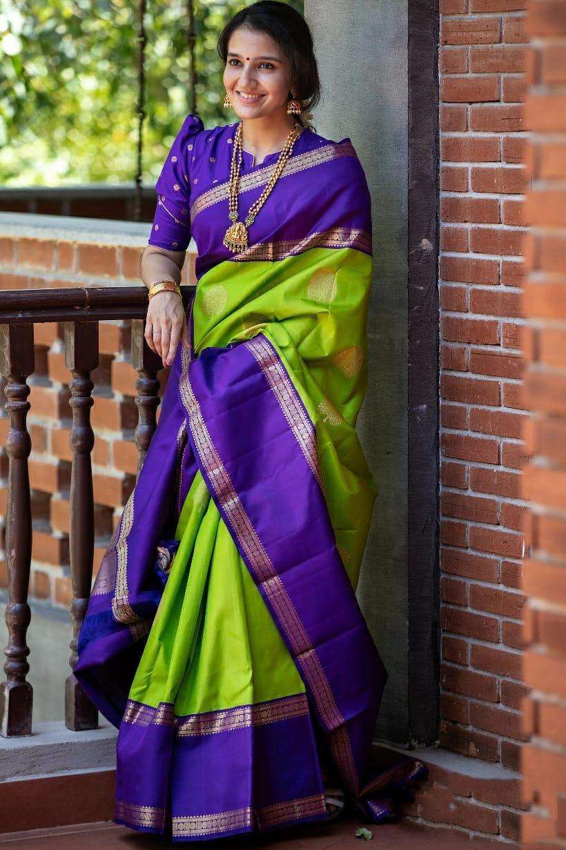 Adorable Mint Green Soft Silk Saree With Faultless Blouse Piece