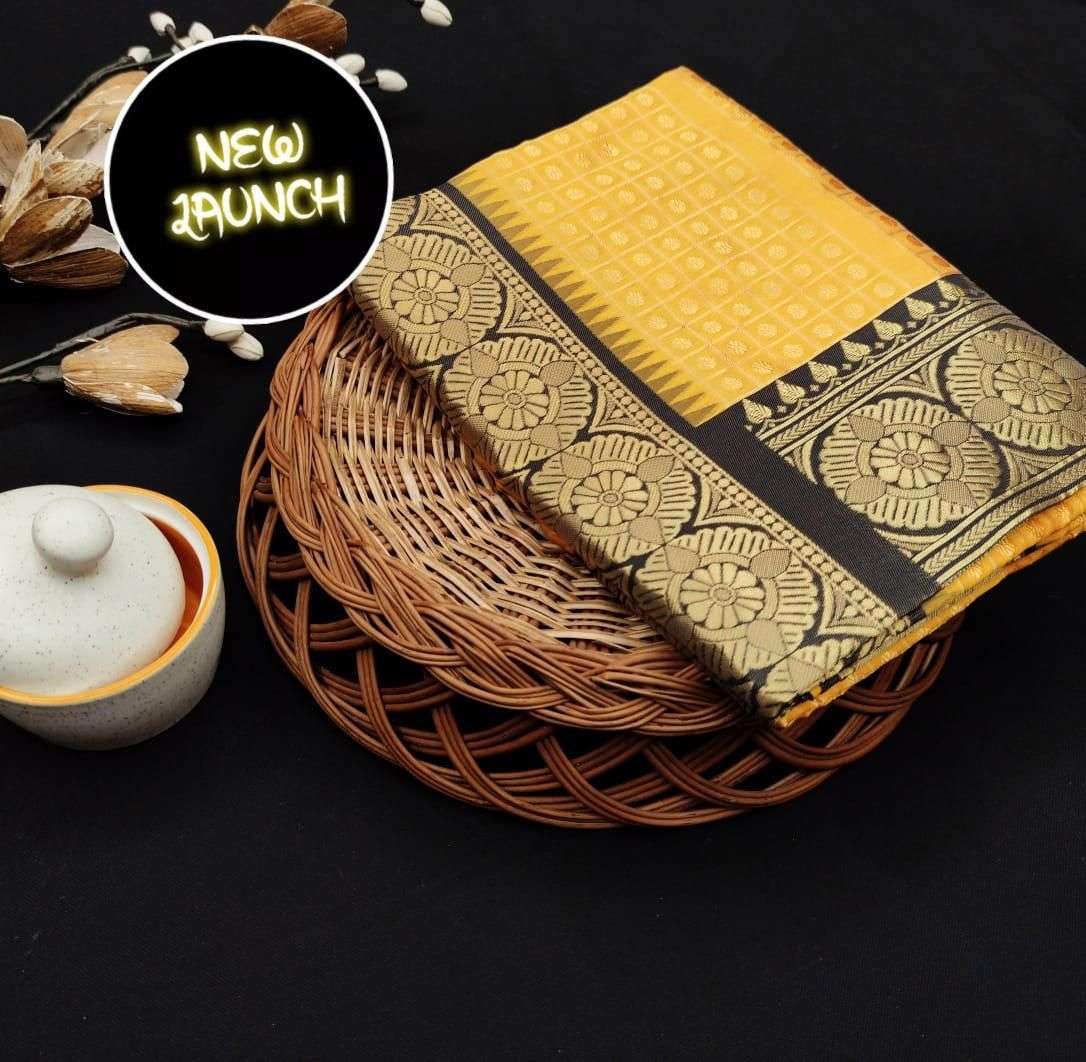 Lovely Yellow Banarasi Silk Saree With Gorgeous Blouse Piece