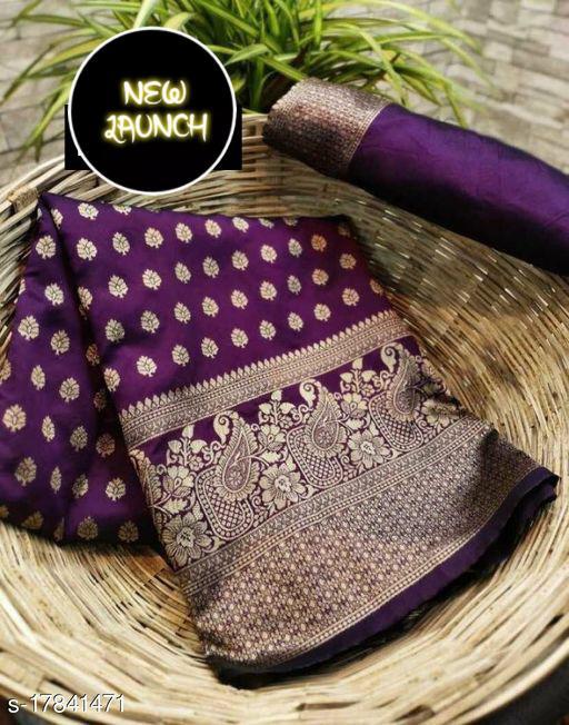 Glamourous Purple Banarasi Silk Saree With Pleasing Blouse Piece