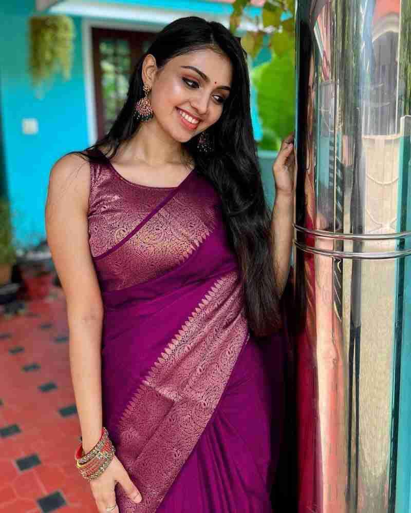 Opulent Purple Soft Silk Saree With Celebratory Blouse Piece
