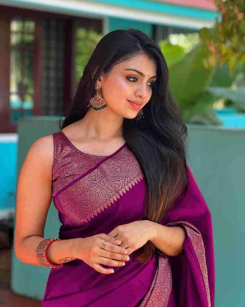 Opulent Purple Soft Silk Saree With Celebratory Blouse Piece