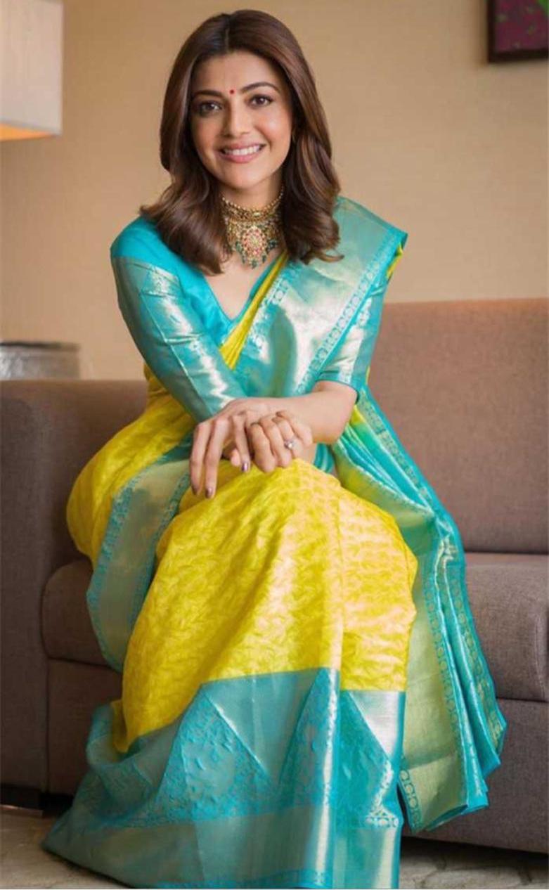 Pretty Yellow Banarasi Silk Saree With Glamorous Blouse Piece