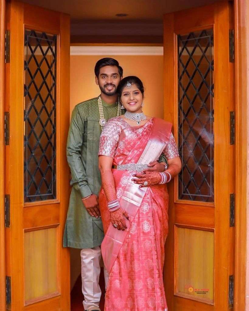 Stylish Pink Banarasi Silk Saree With Unreal Blouse Piece