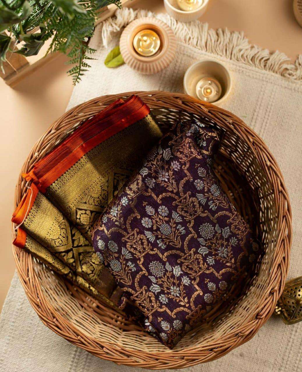 Sophisticated Wine Banarasi Silk Saree With Ethereal Blouse Piece