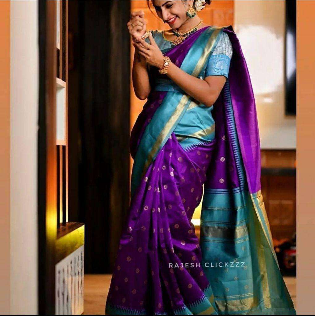 Mesmerizing Purple Soft Silk Saree With Awesome Blouse Piece