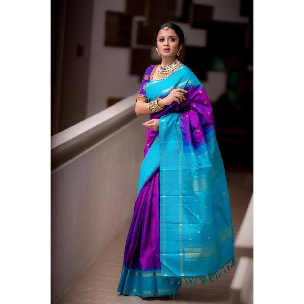 Mesmerizing Purple Soft Silk Saree With Awesome Blouse Piece