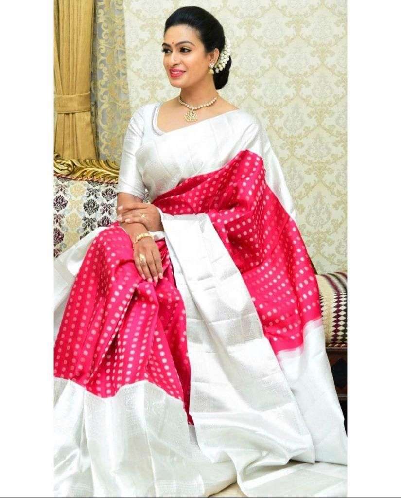 Precious Pink Soft Silk Saree With Lissome Blouse Piece