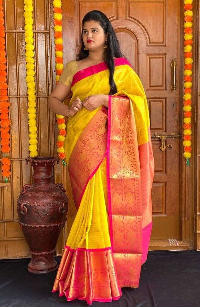 Appealing Yellow Soft Silk Saree With Fantabulous Blouse Piece