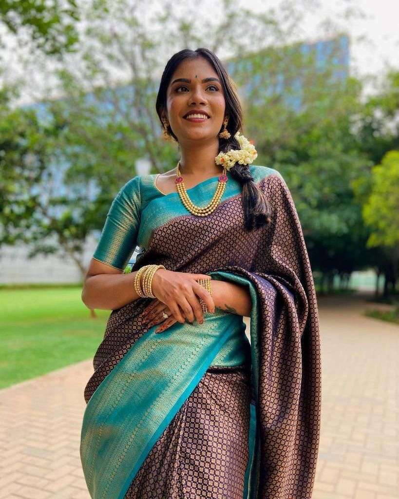 Shimmering Royal Blue Soft Silk Saree With Unique Blouse Piece