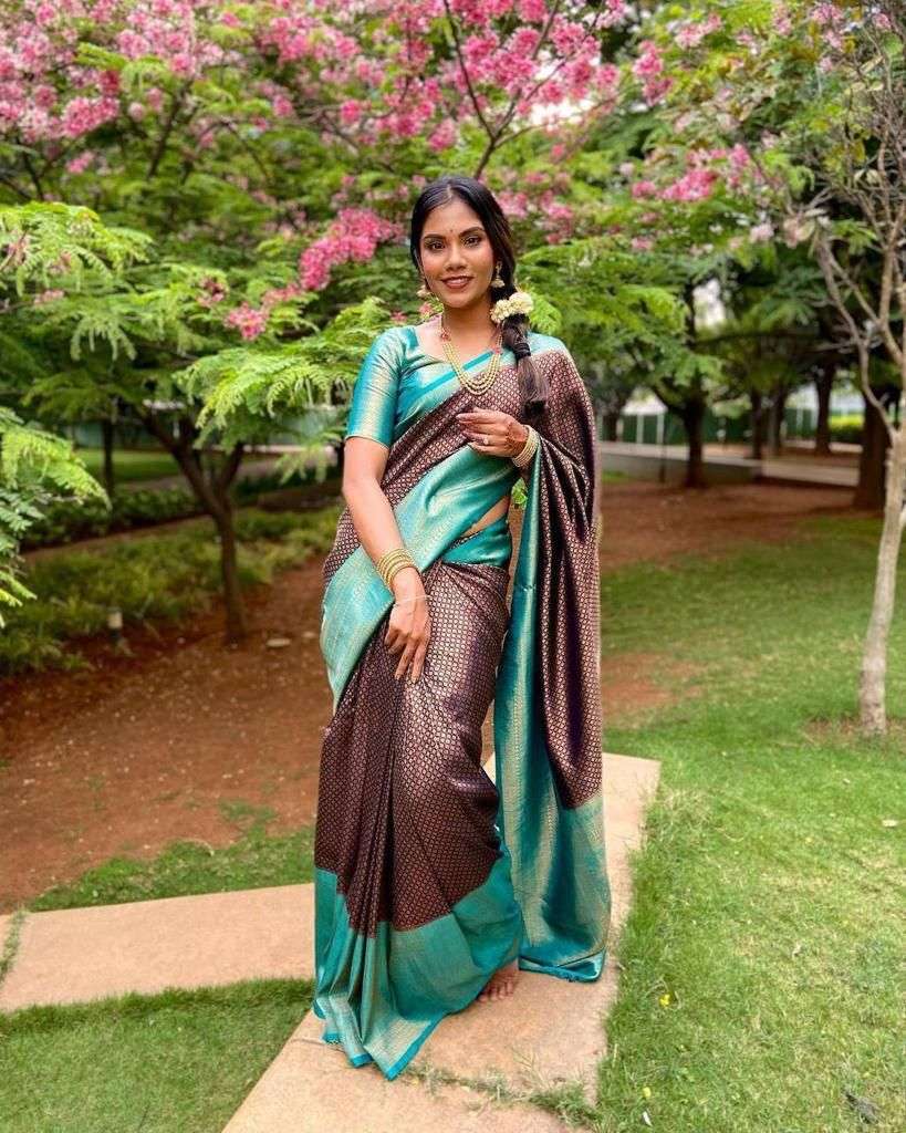 Shimmering Royal Blue Soft Silk Saree With Unique Blouse Piece