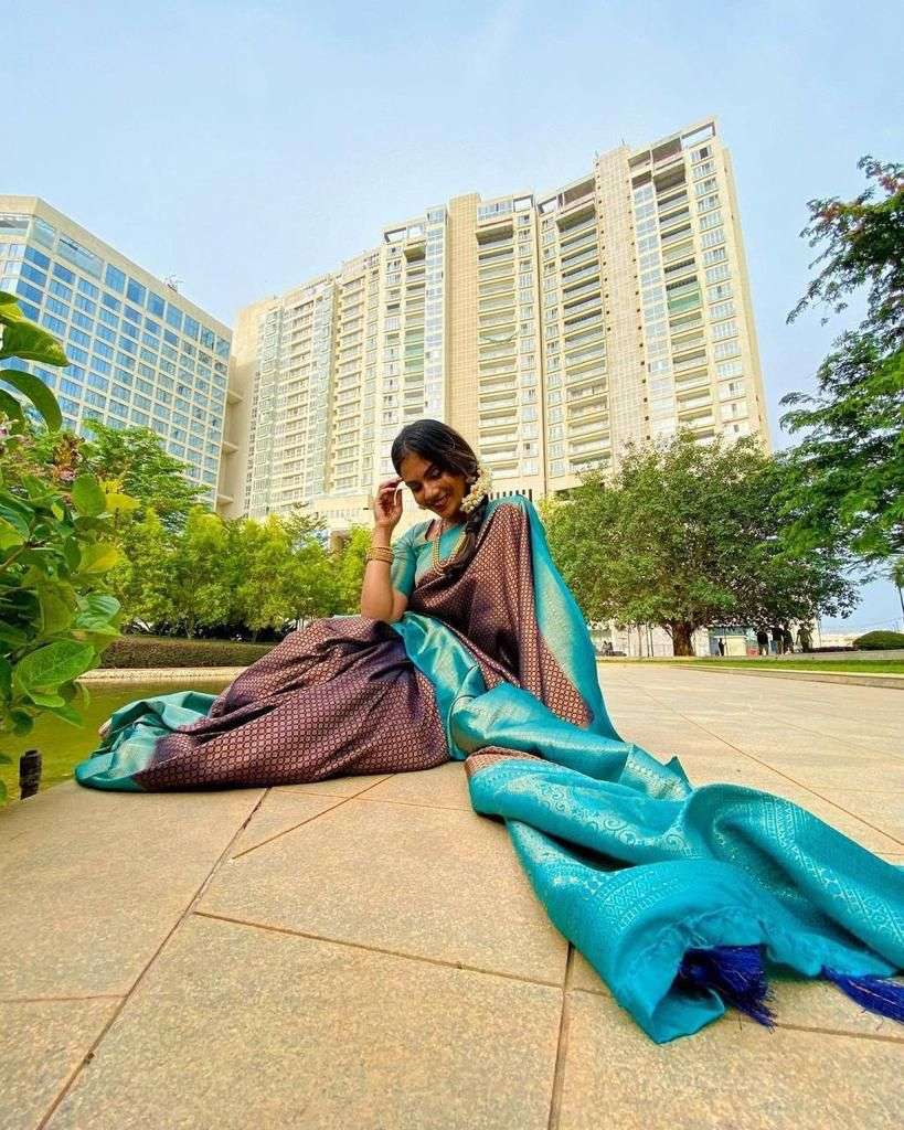 Shimmering Royal Blue Soft Silk Saree With Unique Blouse Piece