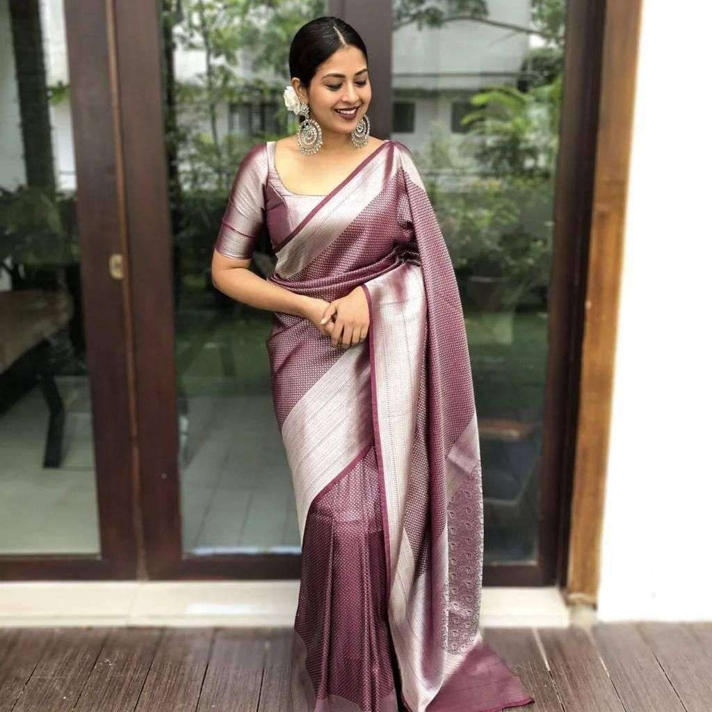 Regal Brown Soft Silk Saree With Propinquity Blouse Piece