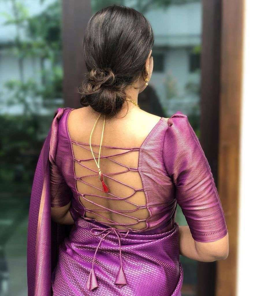 Sumptuous Purple Soft Silk Saree With Effervescent Blouse Piece